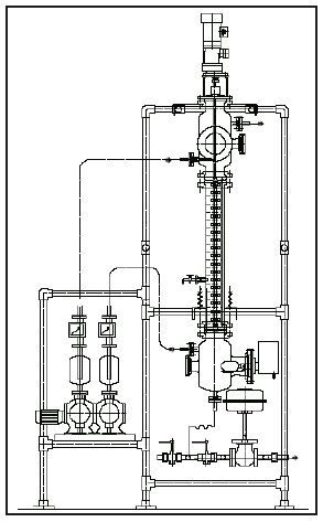 Schema Miet-Extraktionskolonne DN150 mit Glasmantel und Einbauten (1.4435)